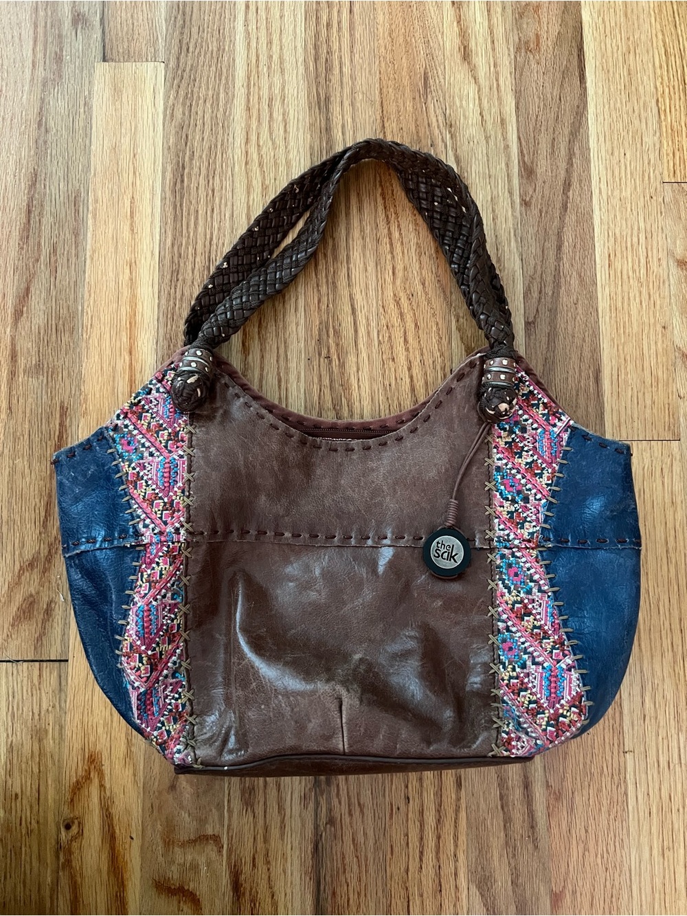 Rare Vintage Y2K The Sak Indio Leather Tapestry Patchwork Hobo Shoulder bag NWOT